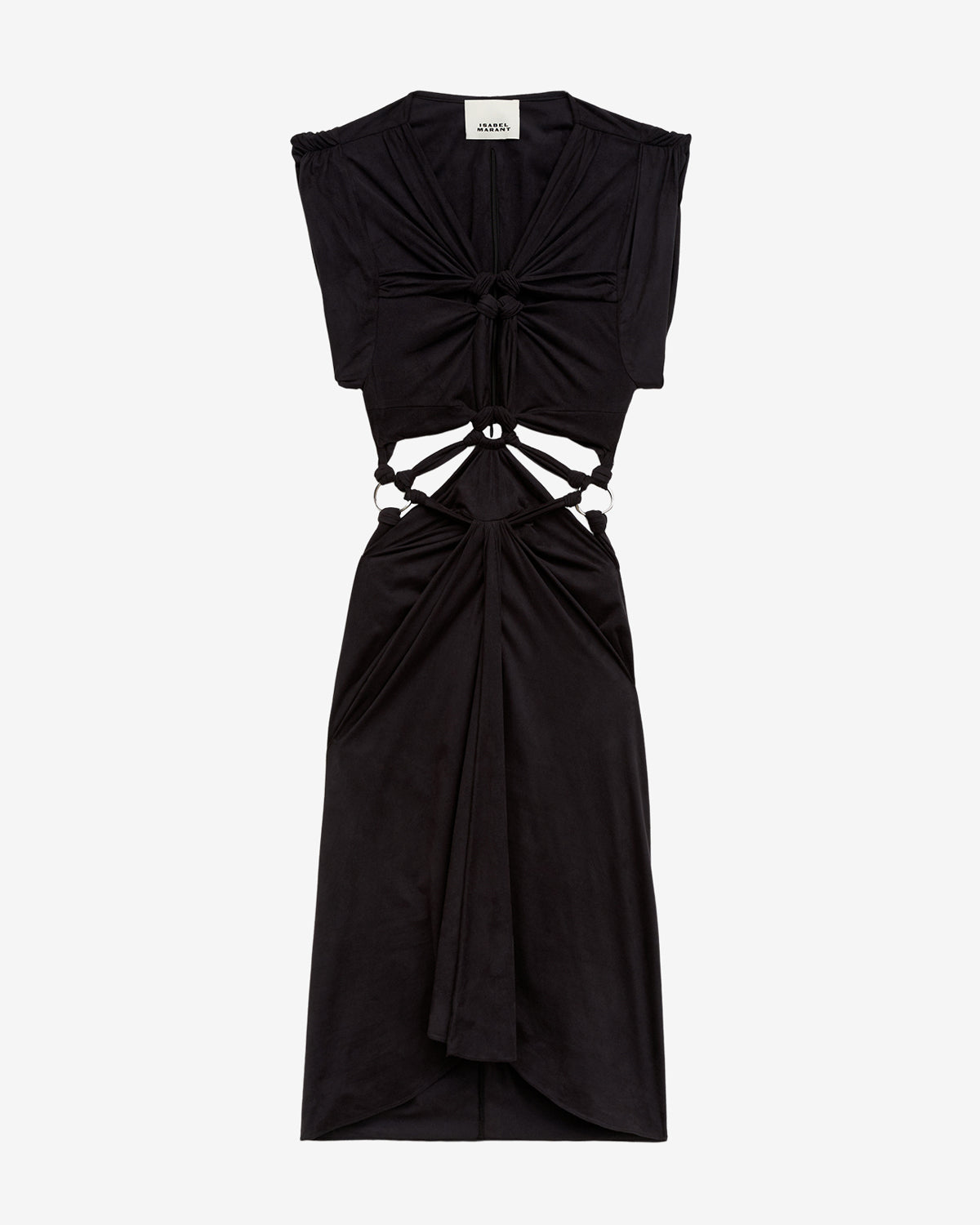 Robe sirena en faux cuir suédé drapé - Noir - Woman - 5