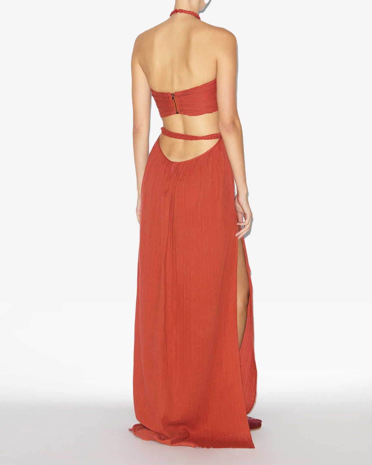 Robe longue justine en coton  - Orange - Woman - 3