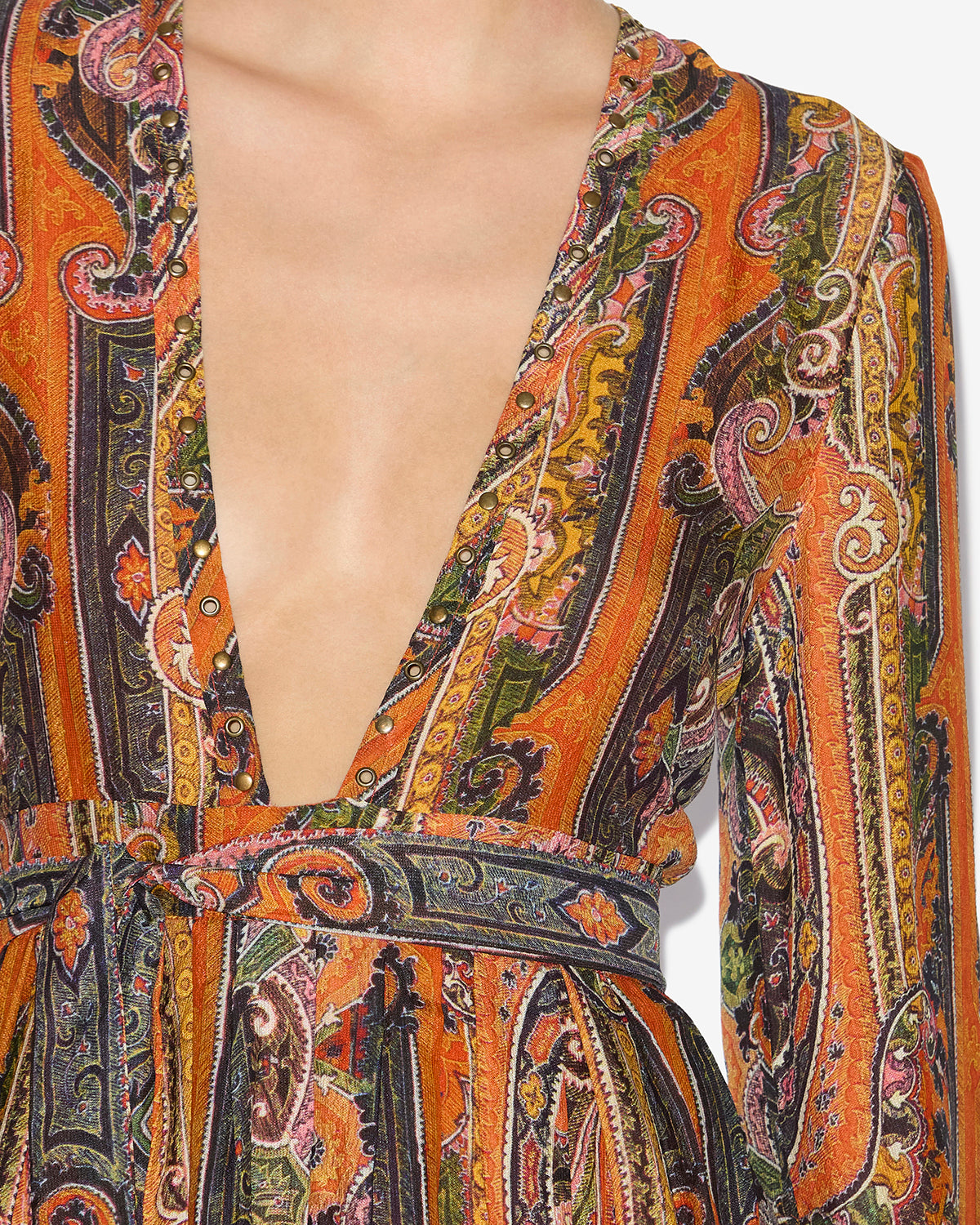 Kurzes kleid morgane aus bedruckter seide - Orange - Woman - 2