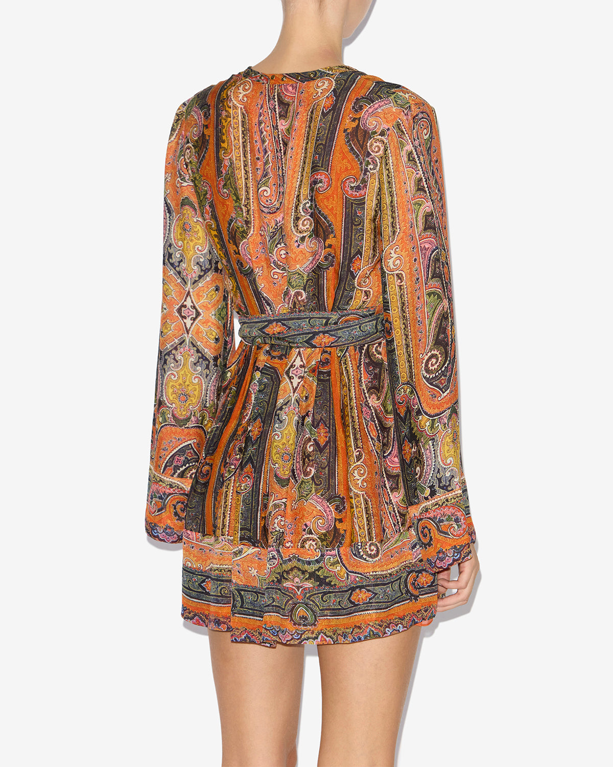Kurzes kleid morgane aus bedruckter seide - Orange - Woman - 4