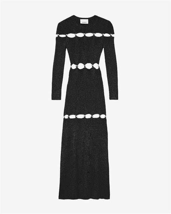 Elmire long beaded fine knit dress - Black - Woman - 4