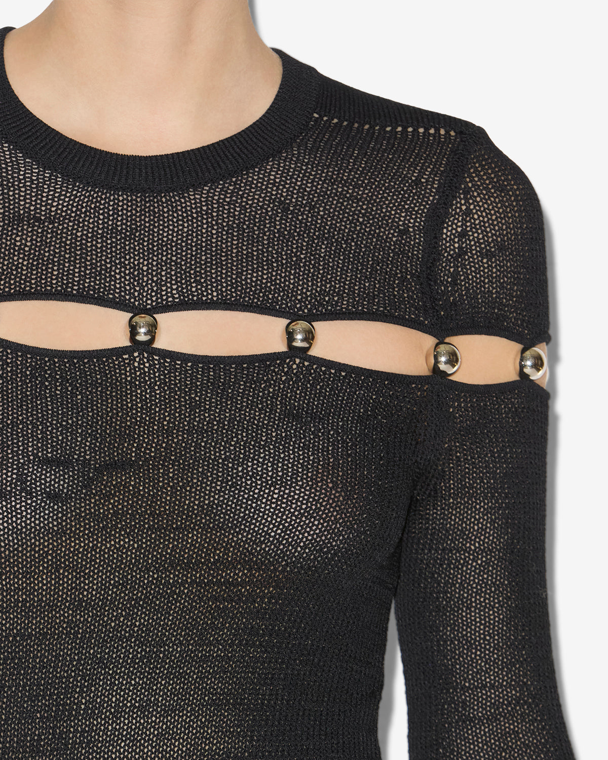 Elmire long beaded fine knit dress - Black - Woman - 2