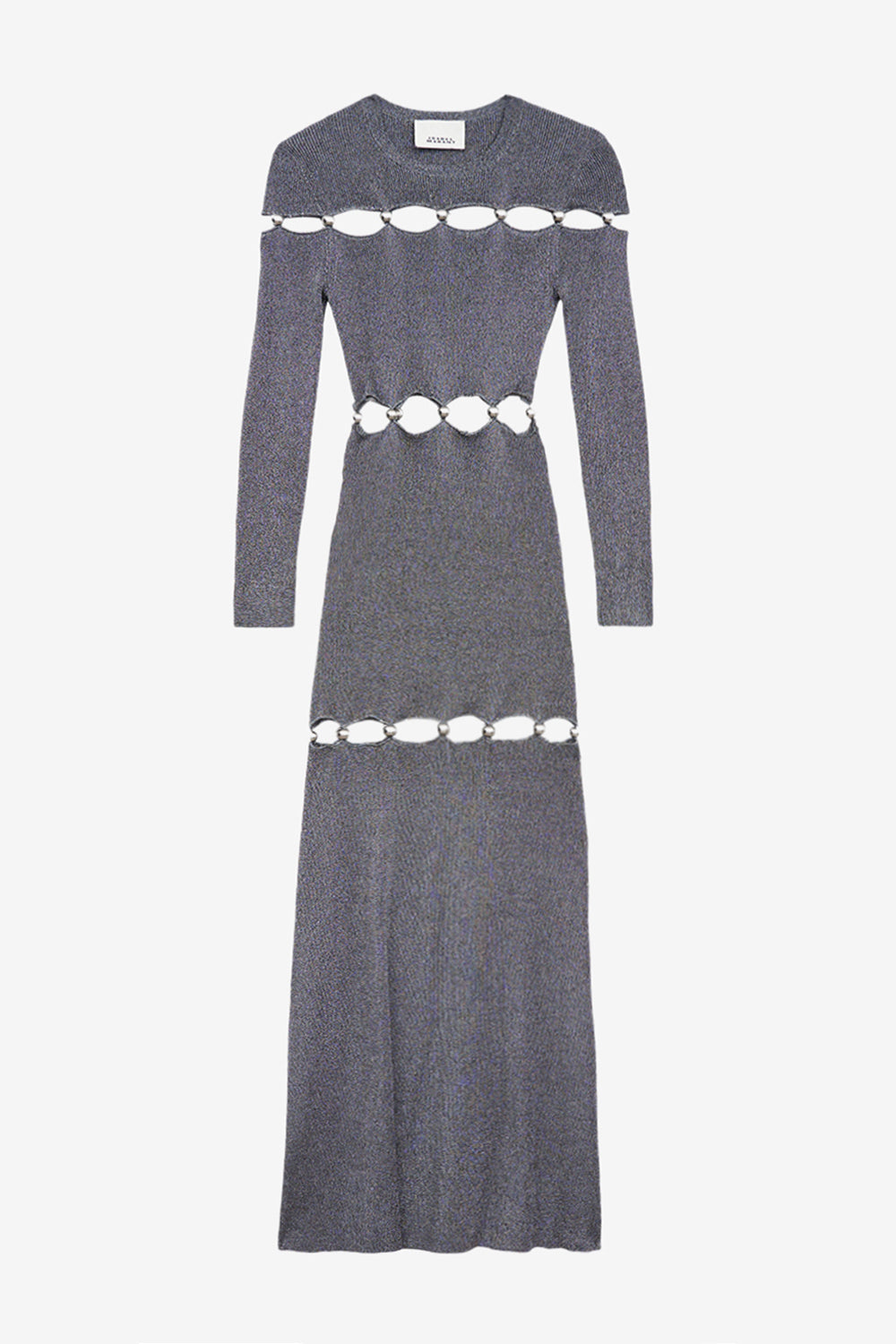 Elmire long beaded fine knit dress - Silver and black - Woman - 1