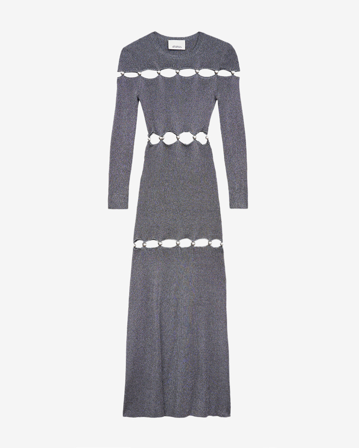 Elmire long beaded fine knit dress - Silver and black - Woman - 4