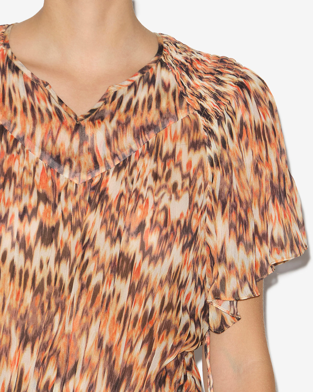 Robe longue odelia en soie imprimée - Orange - Woman - 2