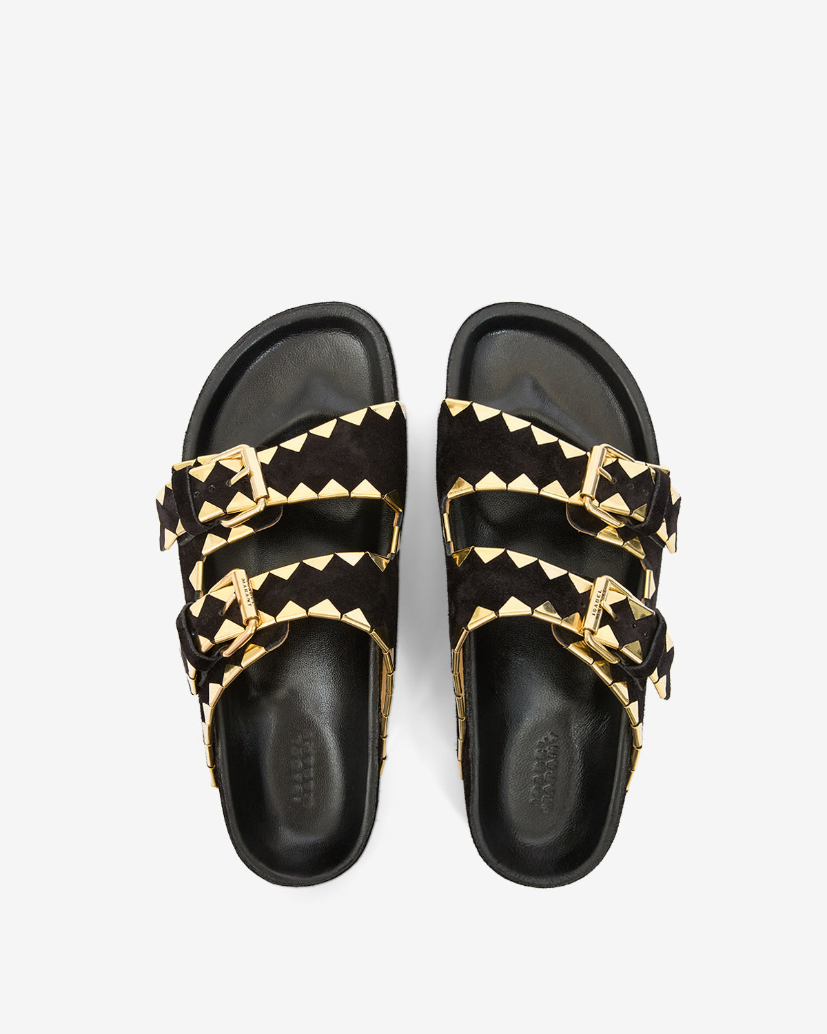 Lennyo flat embellished leather sandals - Black and gold - Woman - 4