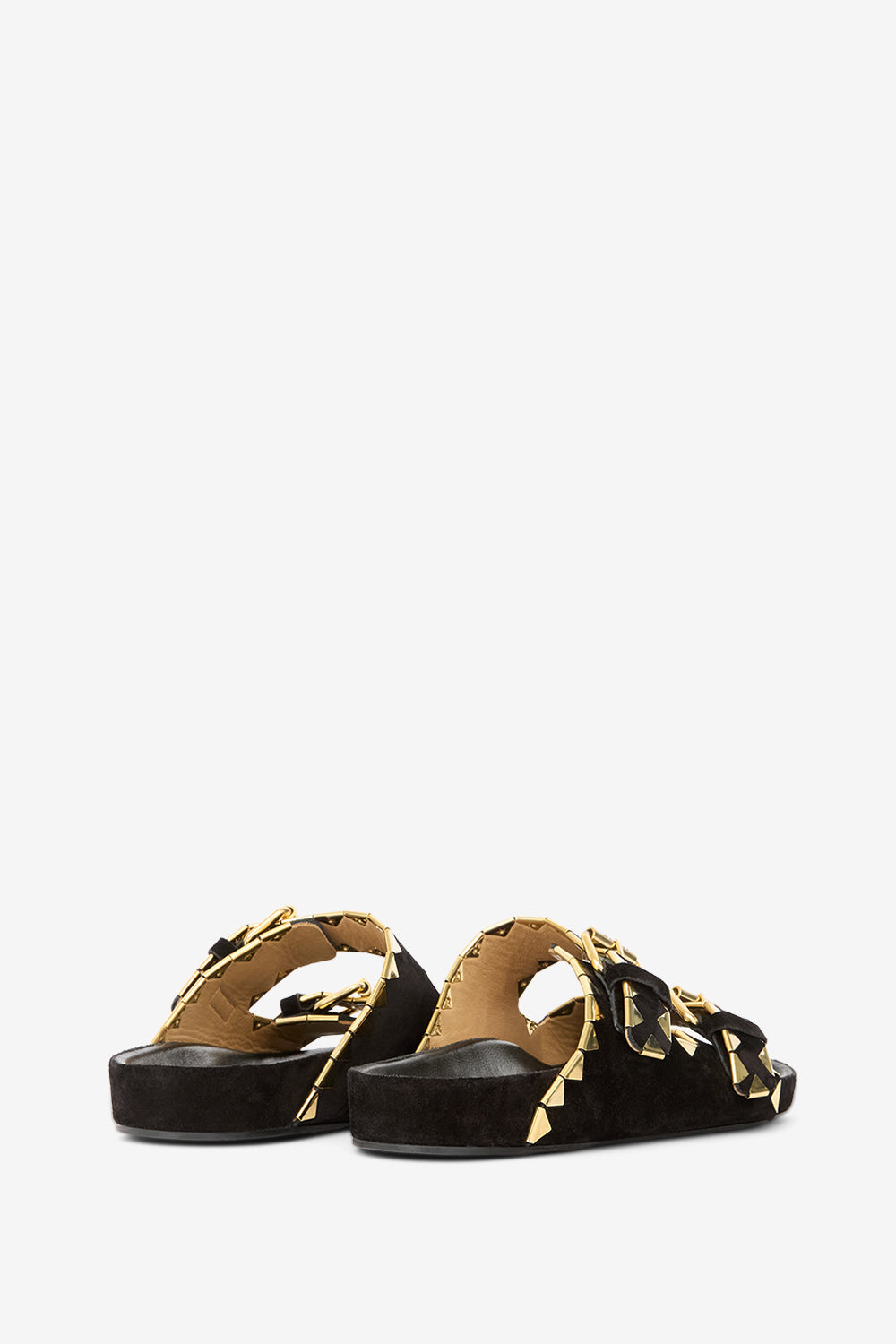 Flache sandalen lennyo aus verziertem leder - Black and gold - Woman - 2