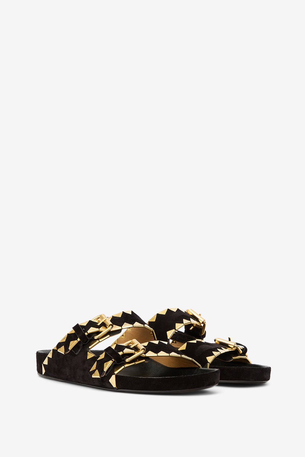Flache sandalen lennyo aus verziertem leder - Black and gold - Woman - 3
