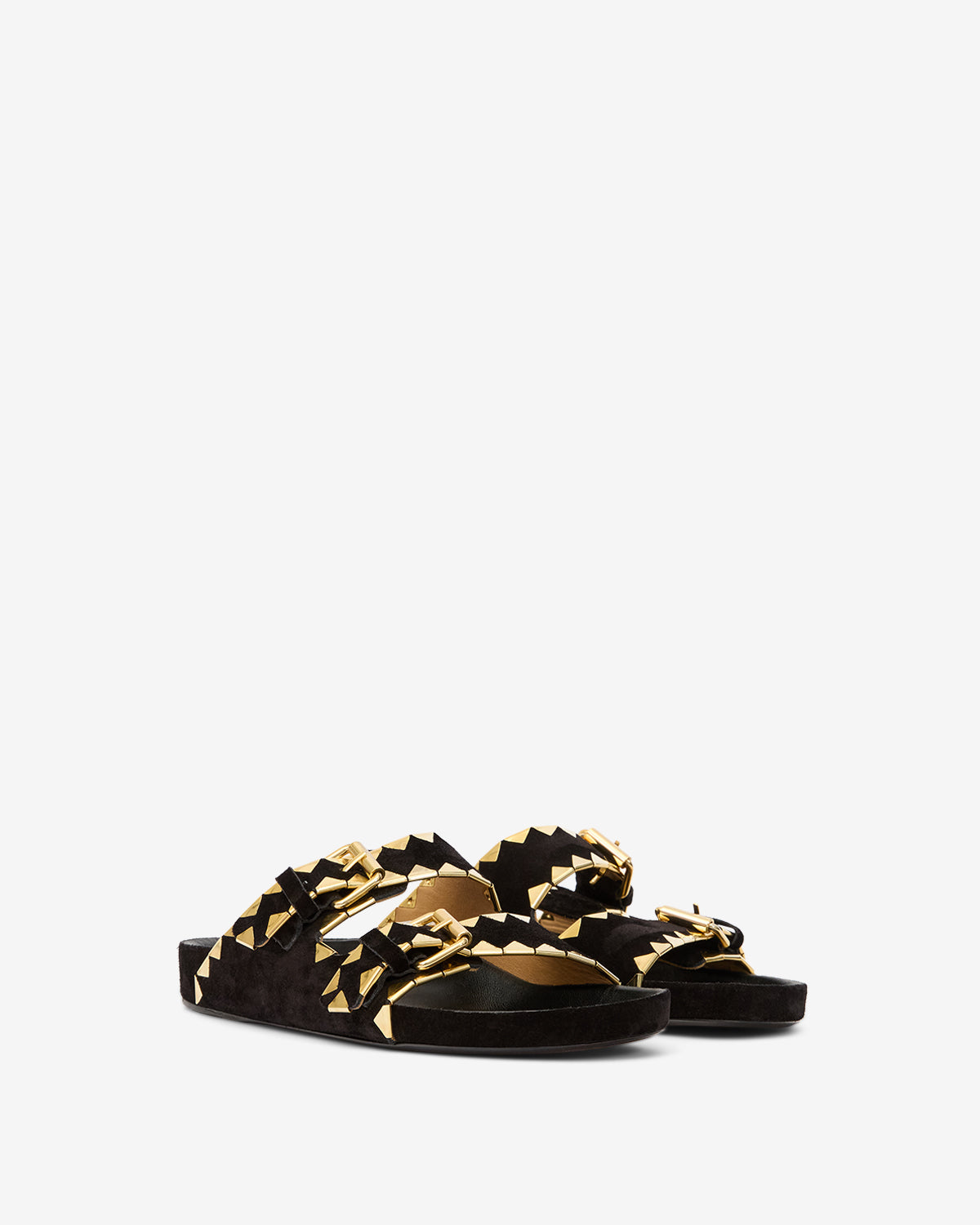 Lennyo flat embellished leather sandals - Black and gold - Woman - 3