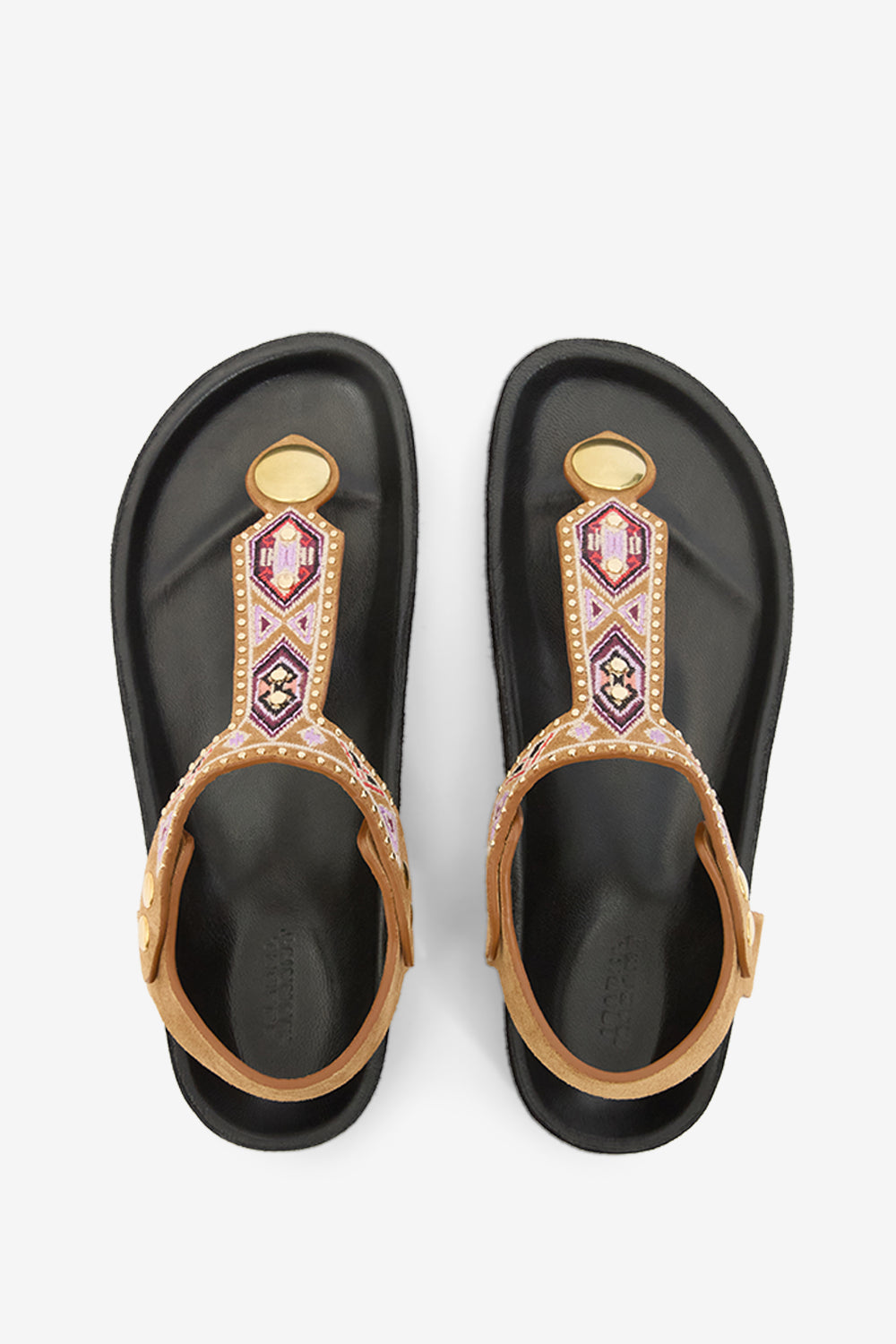 Sandalen enore aus besticktem leder - Cognac - Woman - 4