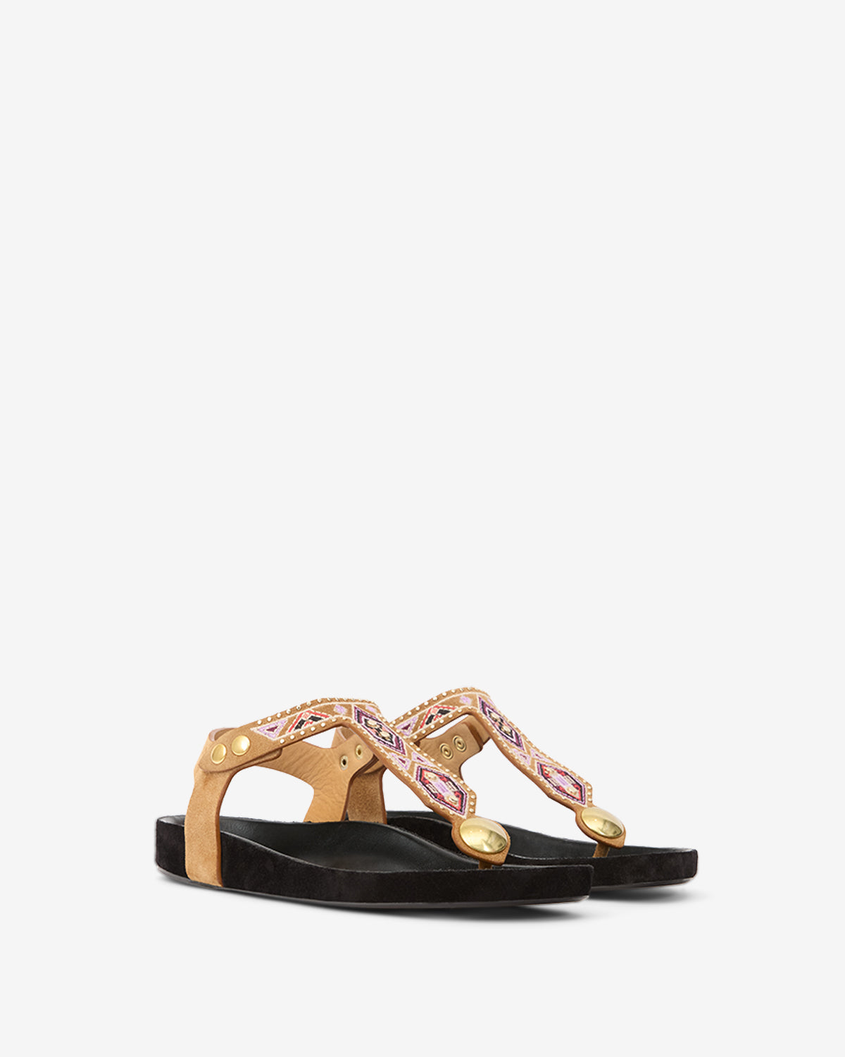 Enore embroidered leather sandals - Cognac - Woman - 3