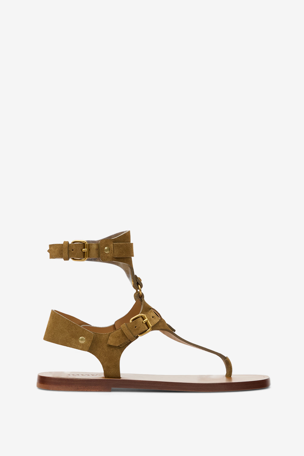 Eveen flat sandals in suede leather - Taupe - Woman - 1