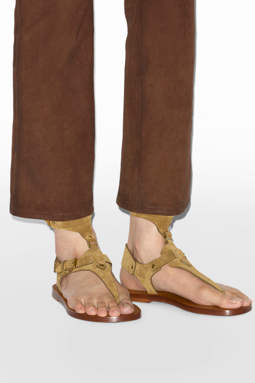 Eveen flat sandals in suede leather - Taupe - Woman - 6