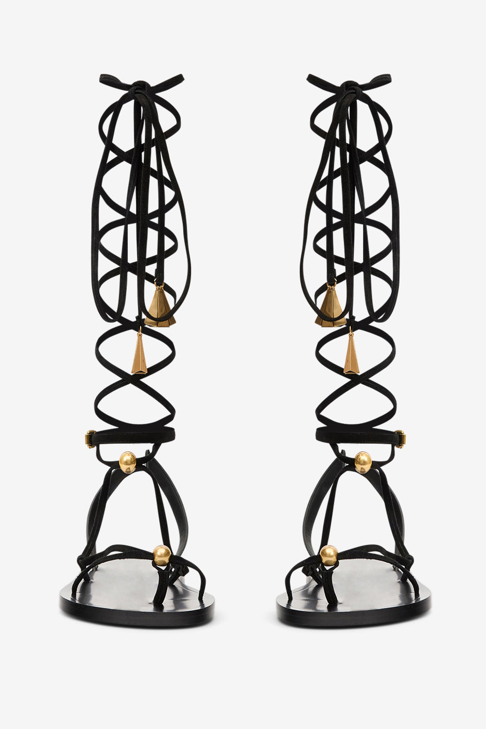 Sandalias altas azzi de ante - Black and gold - Woman - 4