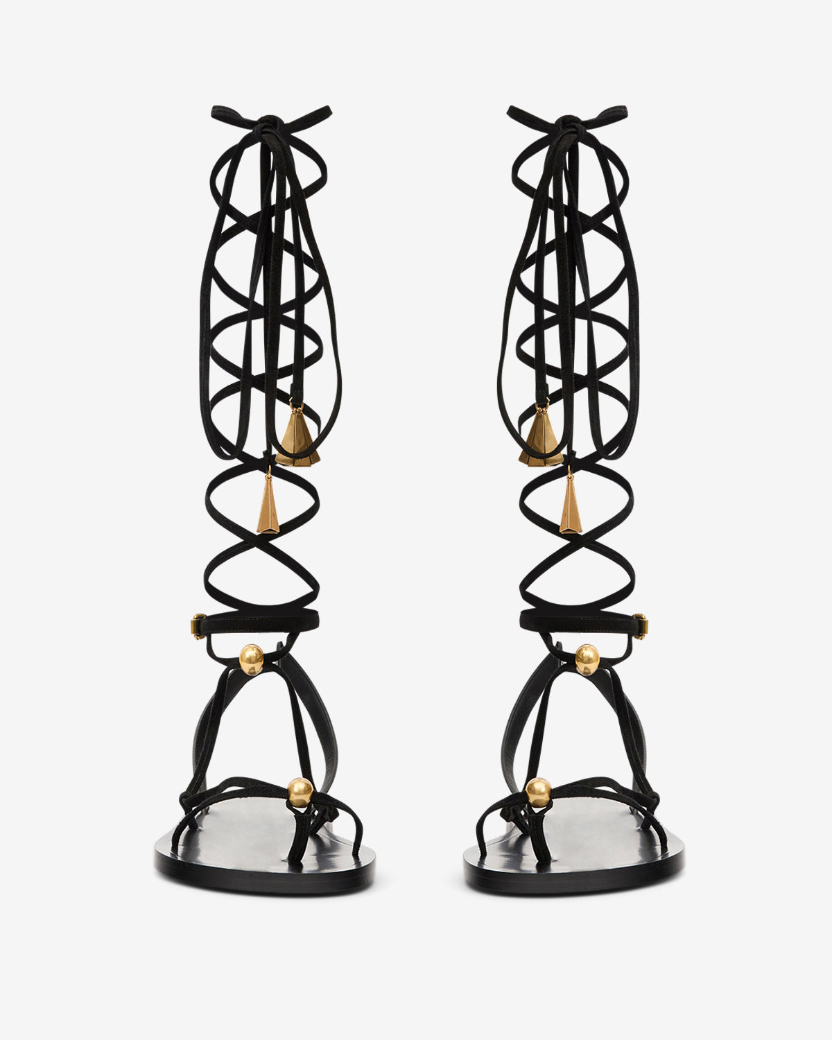 Azzi スエードレザー ハイカット サンダル - Black and gold - Woman - 4