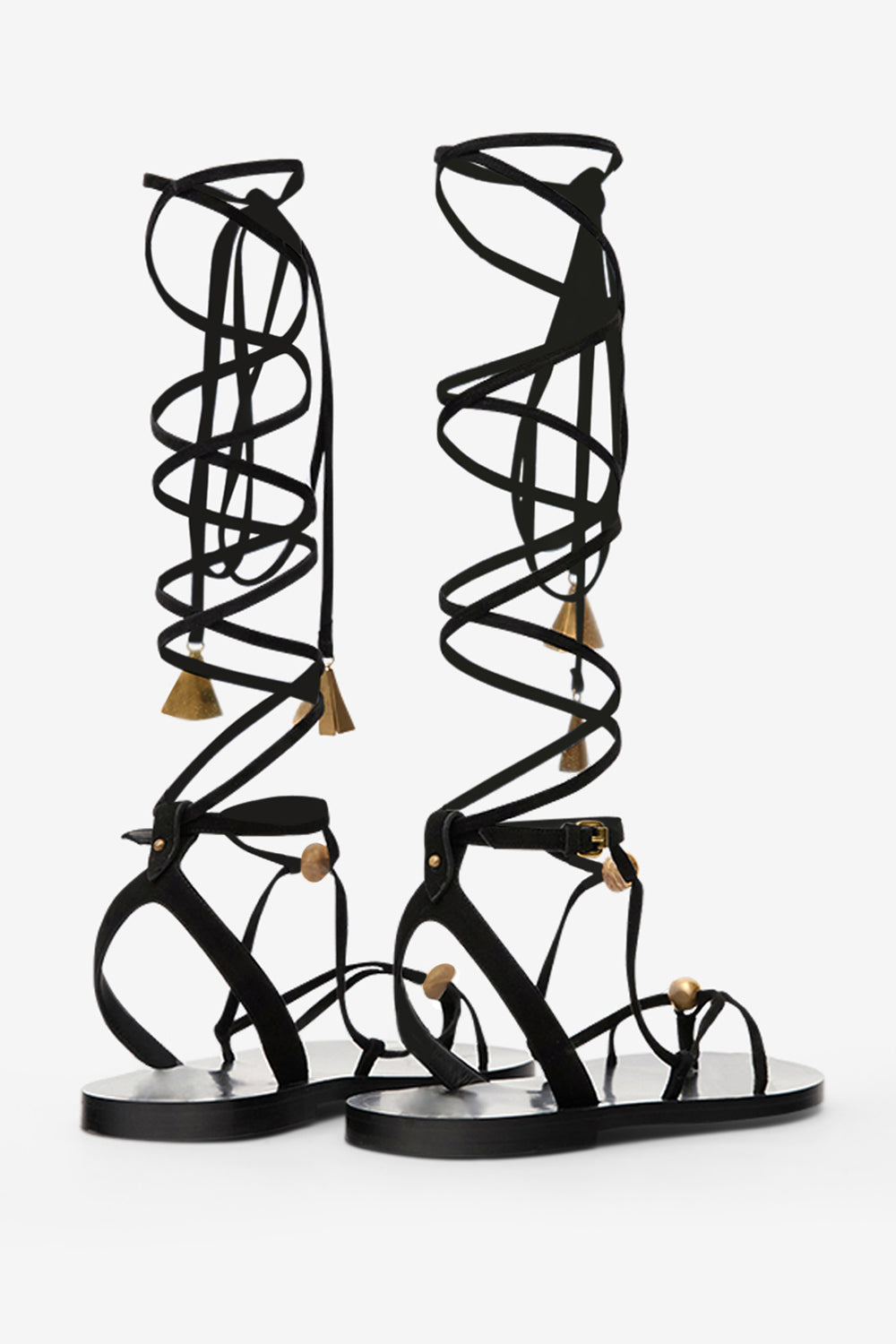 Sandalias altas azzi de ante - Black and gold - Woman - 2