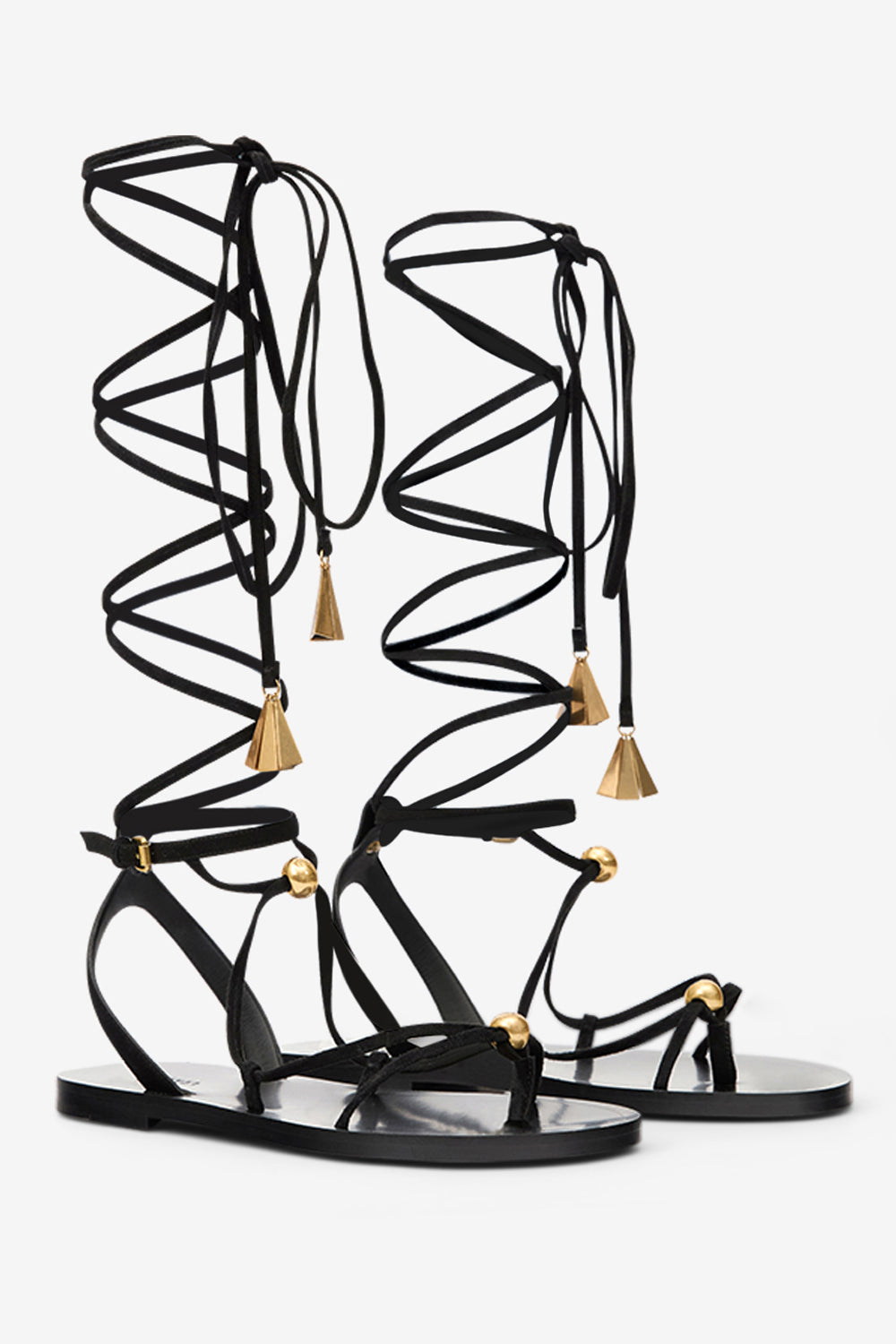 Sandalias altas azzi de ante - Black and gold - Woman - 3