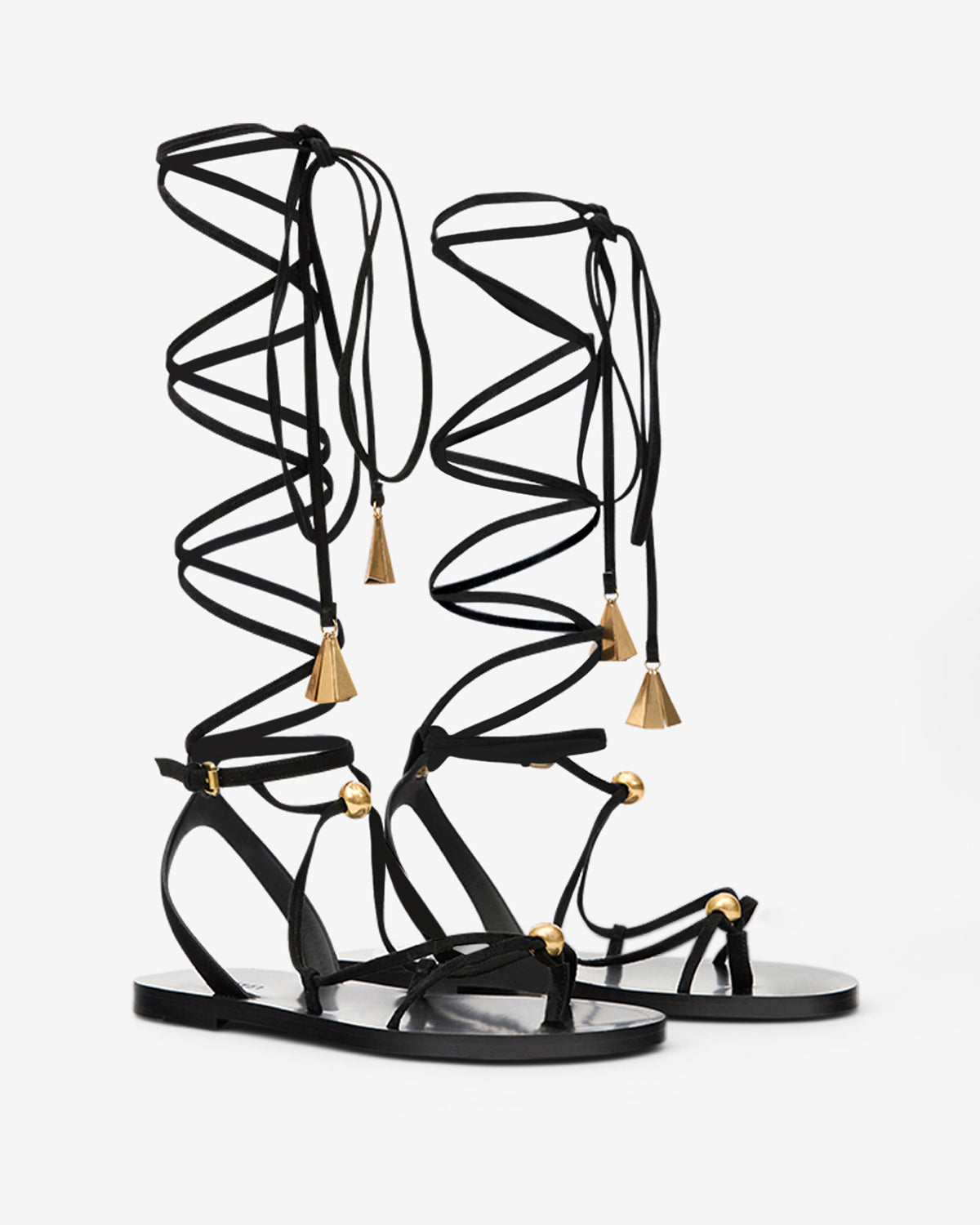 Azzi スエードレザー ハイカット サンダル - Black and gold - Woman - 3