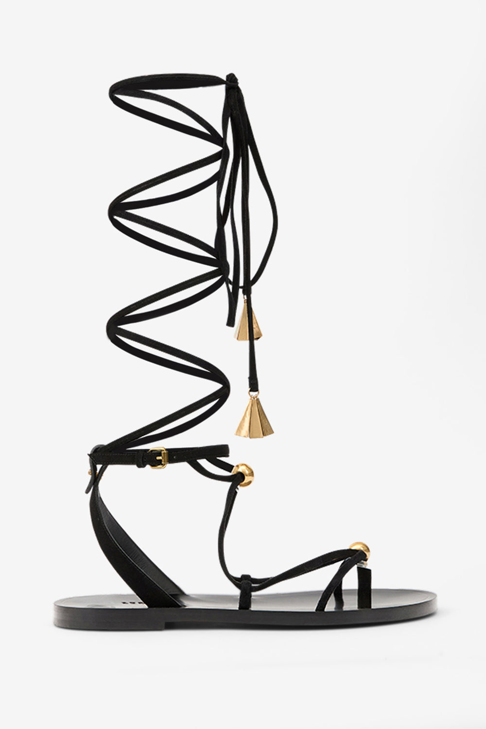 Sandalias altas azzi de ante - Black and gold - Woman - 1