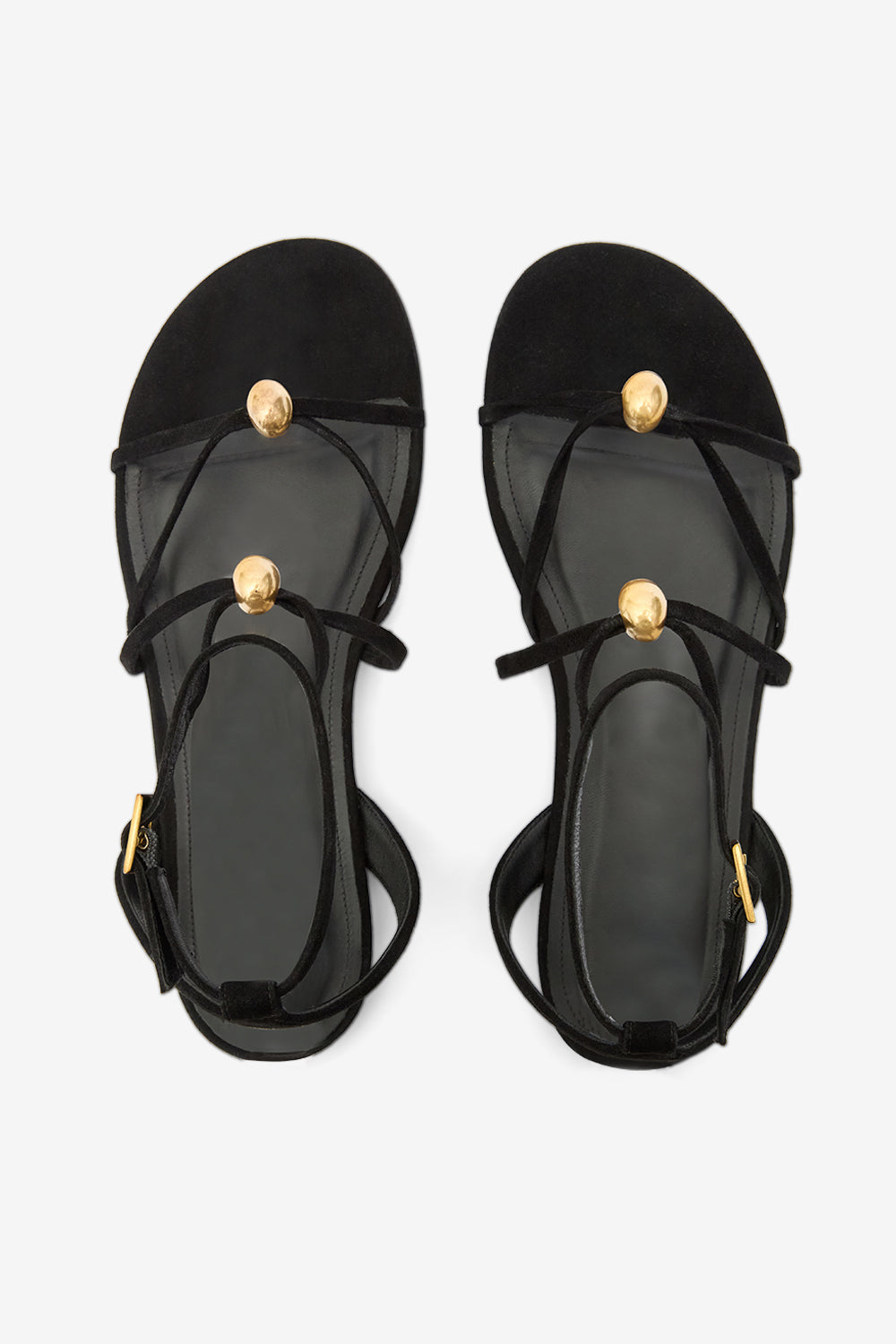 Flache sandalen aeza aus veloursleder - Black and gold - Woman - 4