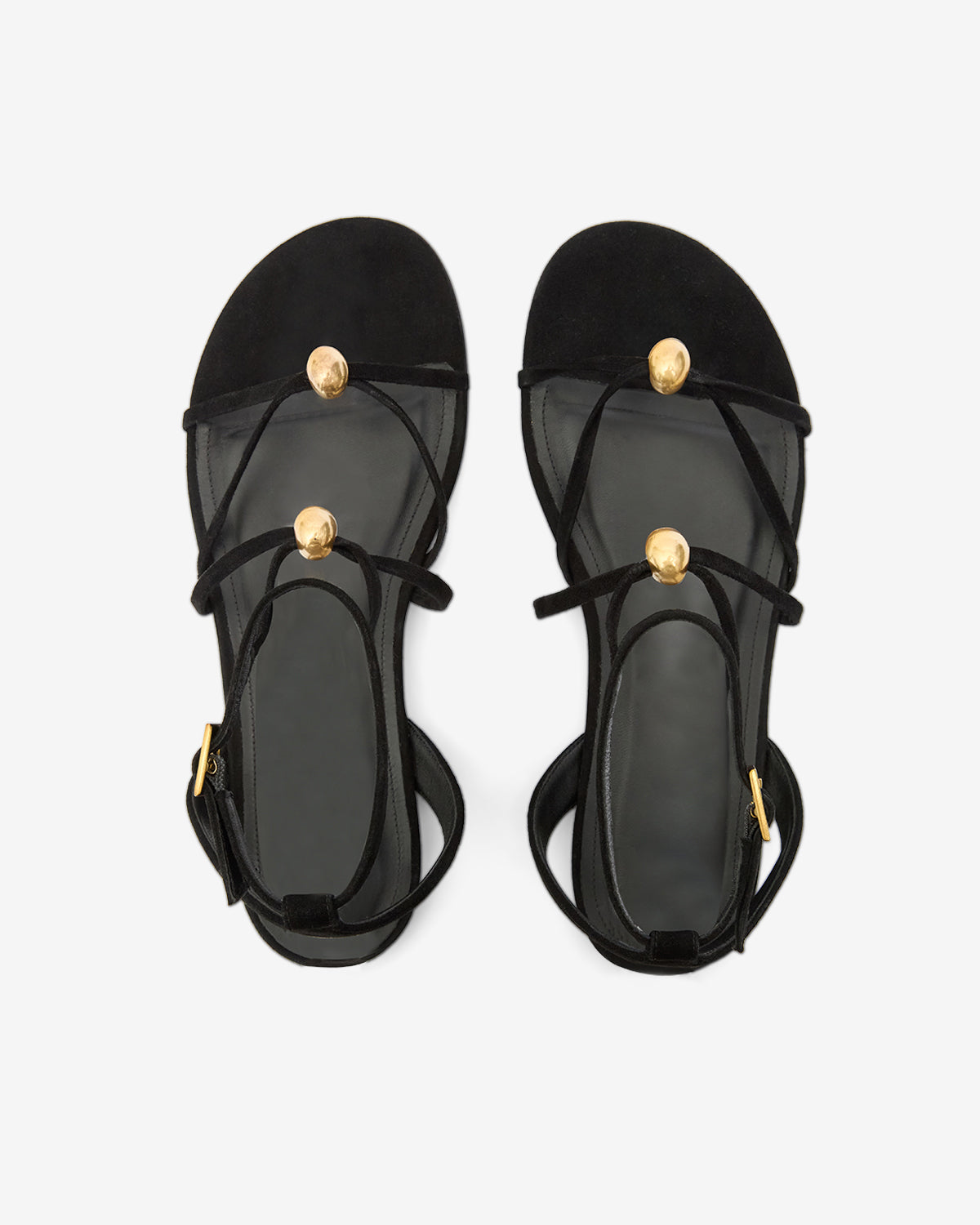 Sandalias planas aeza de cuero suave - Black and gold - Woman - 4