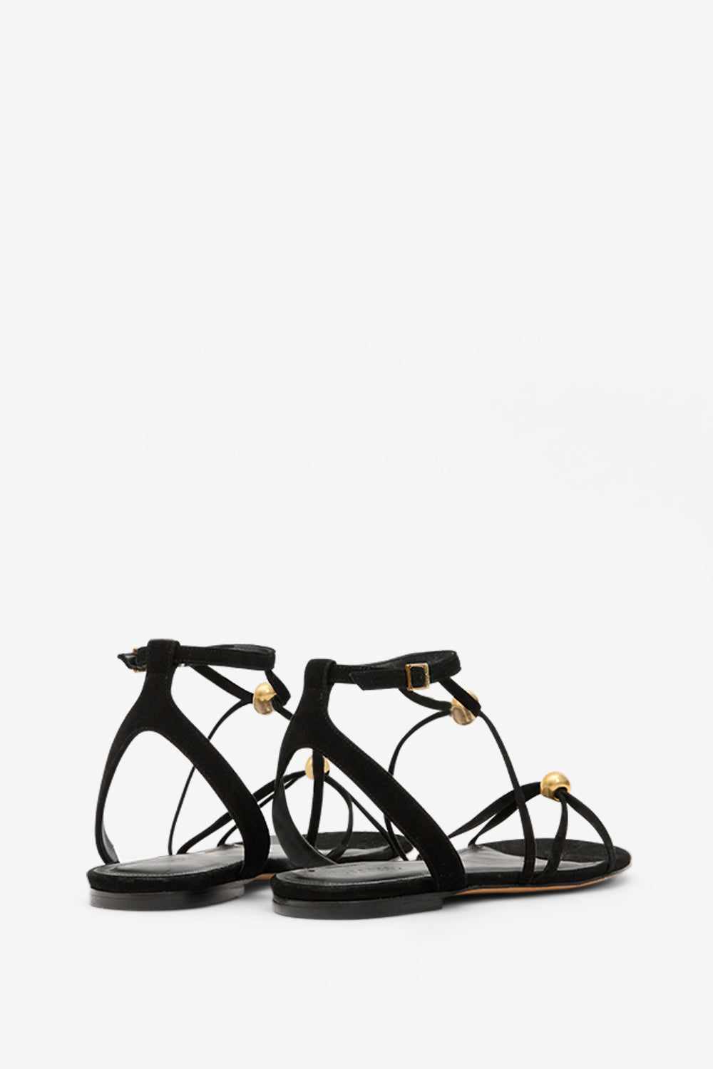 Flache sandalen aeza aus veloursleder - Black and gold - Woman - 2