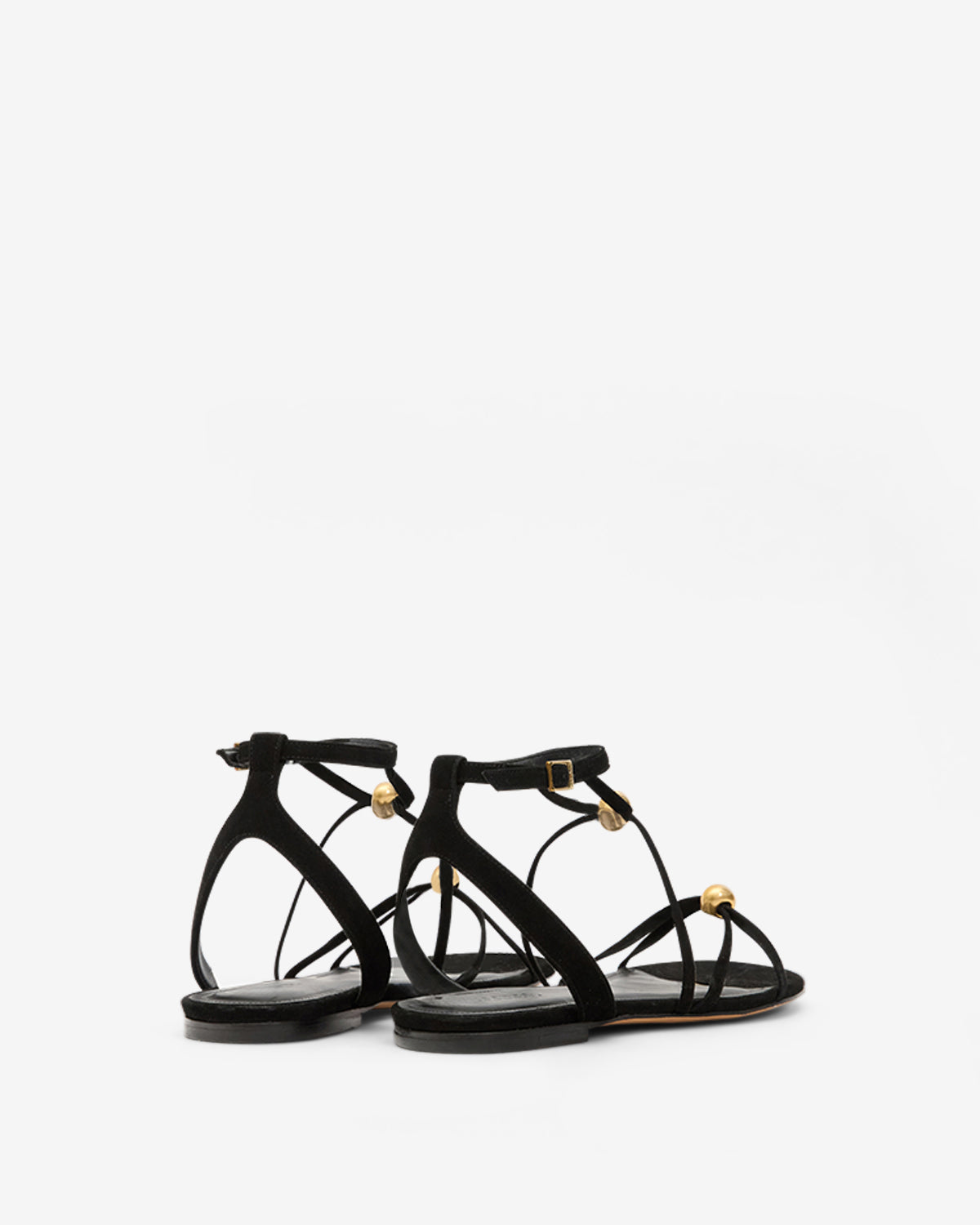 Sandalias planas aeza de cuero suave - Black and gold - Woman - 2