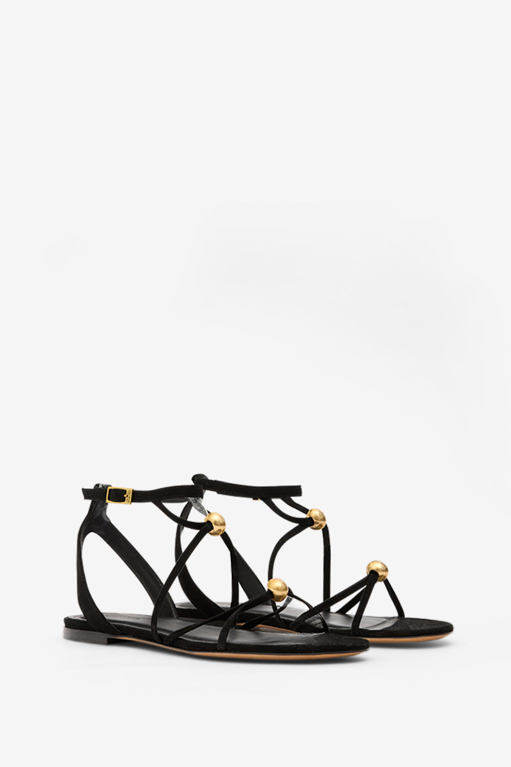 Flache sandalen aeza aus veloursleder - Black and gold - Woman - 3