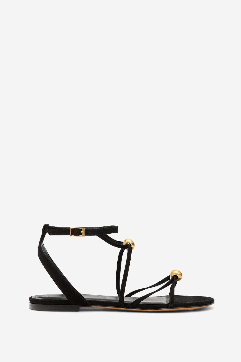 Flache sandalen aeza aus veloursleder - Black and gold - Woman - 1