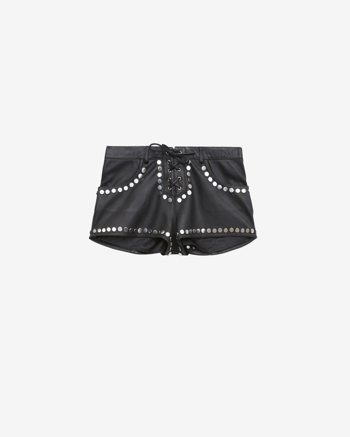 Elsanna laced studded leather shorts - Black - Woman - 4