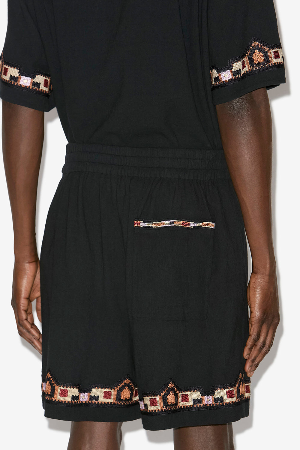 Zilan embroidered cotton shorts - Black - Man - 4