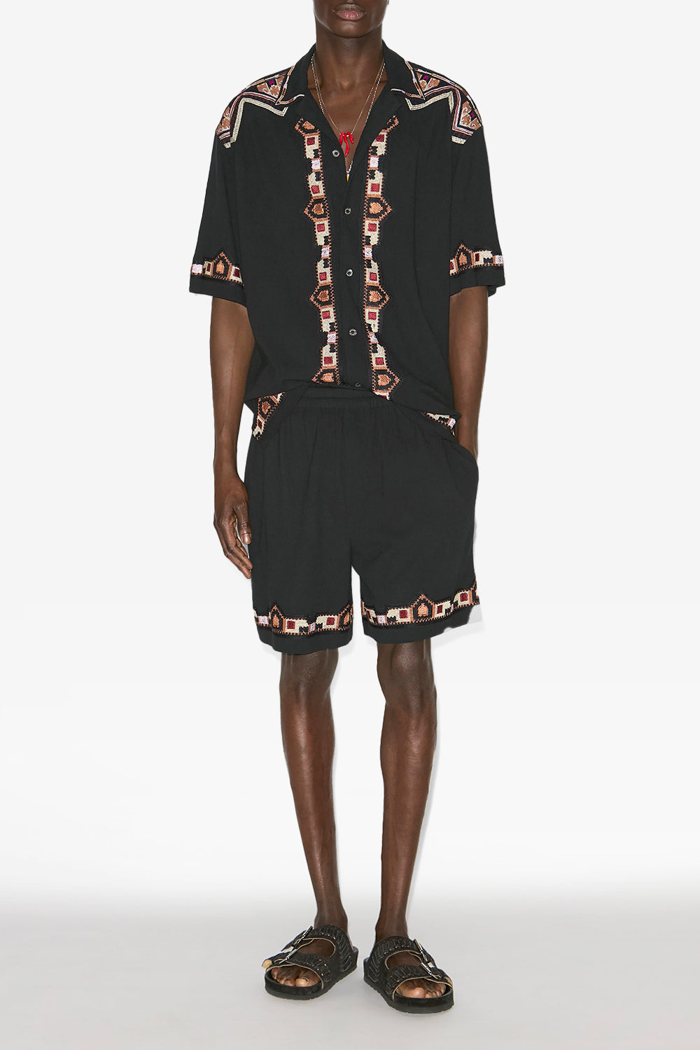 Zilan embroidered cotton shorts - Black - Man - 2