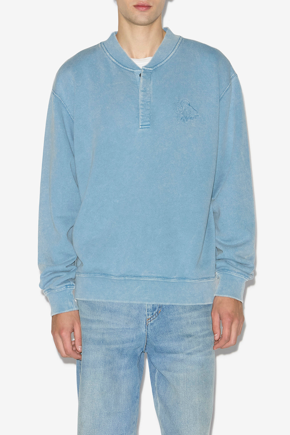Mathias washed cotton sweatshirt - Ice blue - Man - 4