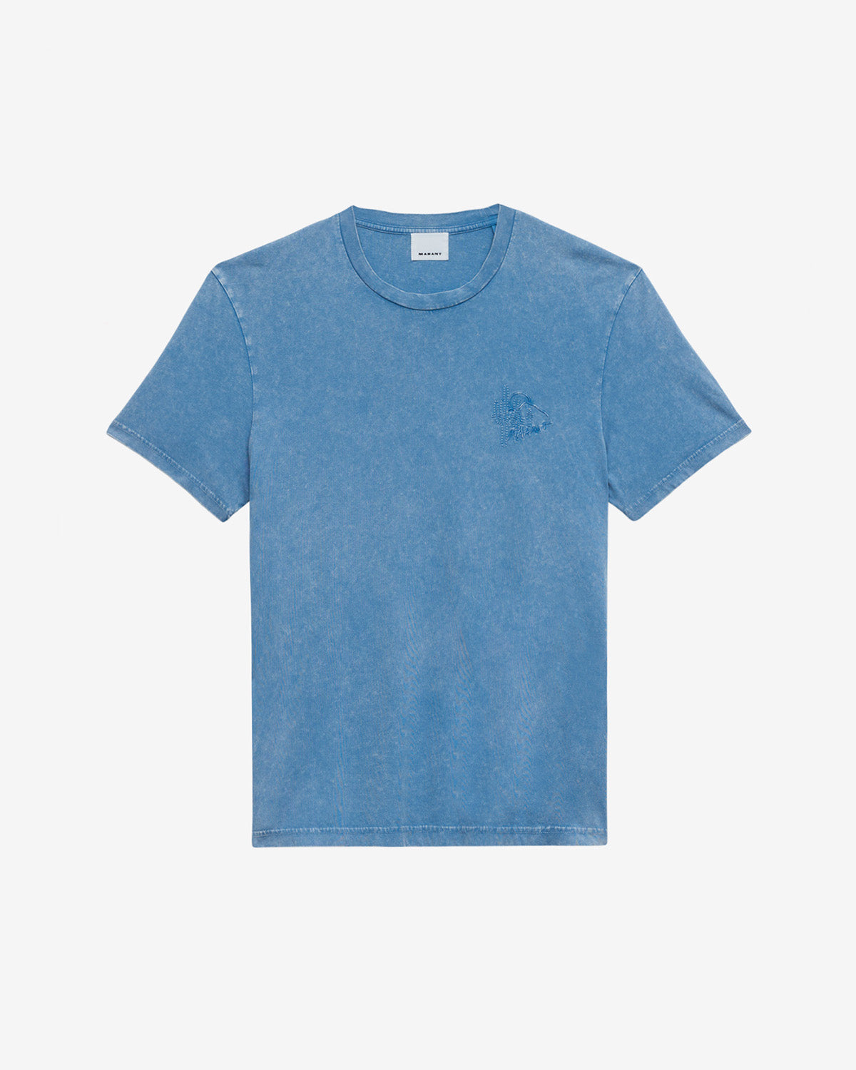 Honore washed cotton t-shirt with logo - Ice blue - Man - 5