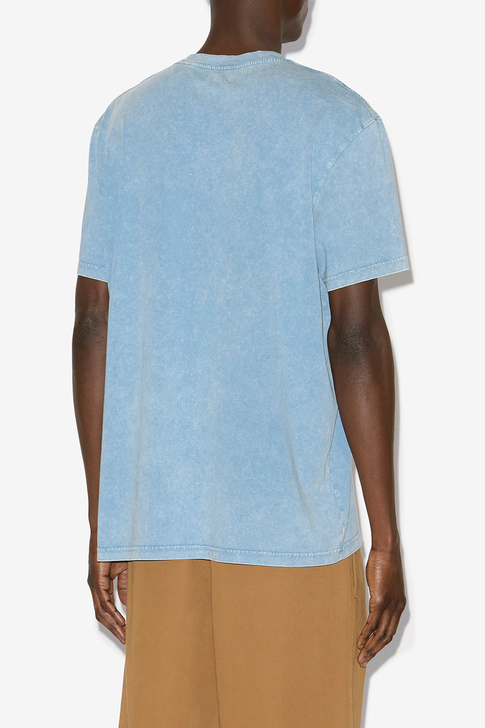 Honore washed cotton t-shirt with logo - Ice blue - Man - 5