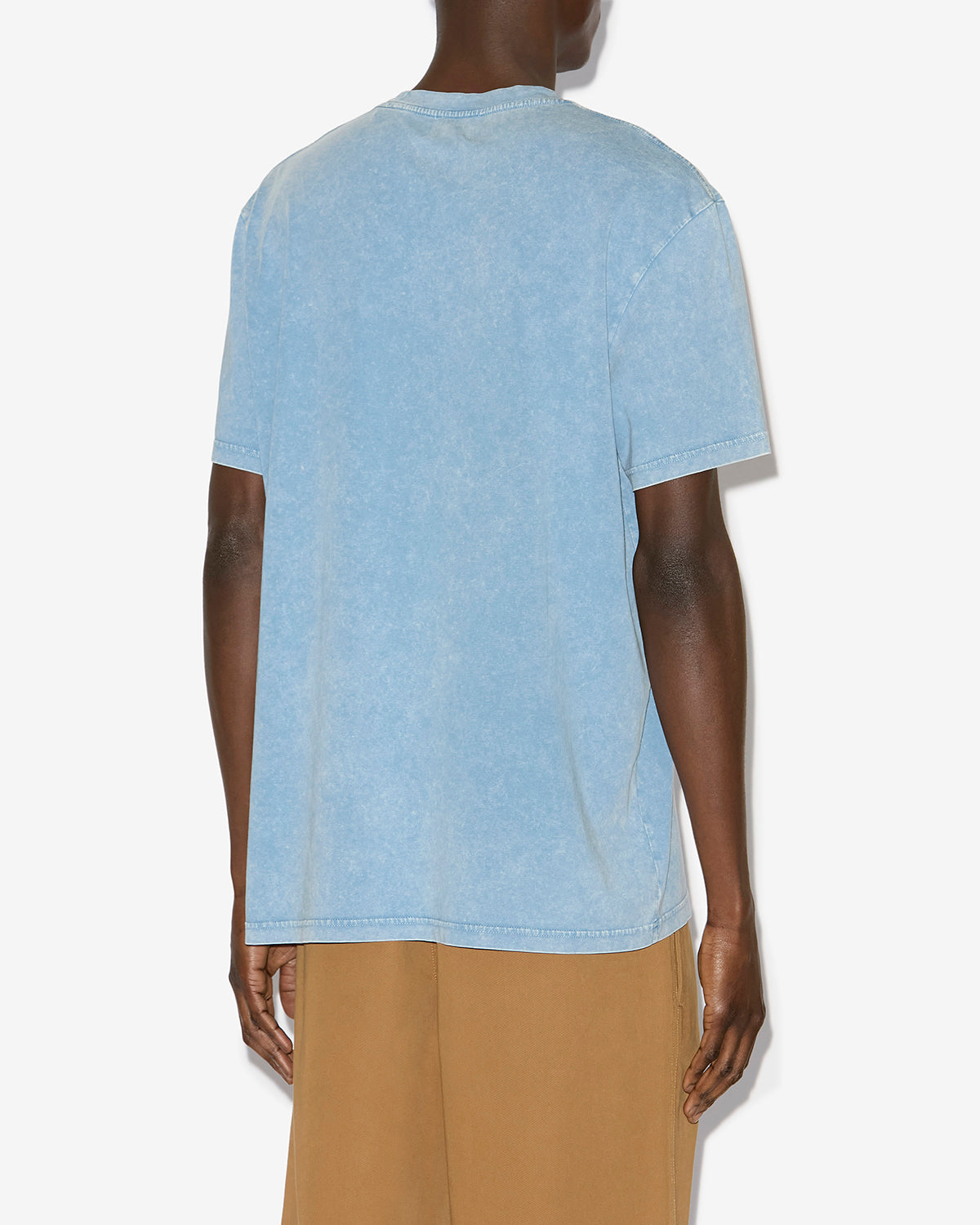 Honore washed cotton t-shirt with logo - Ice blue - Man - 4