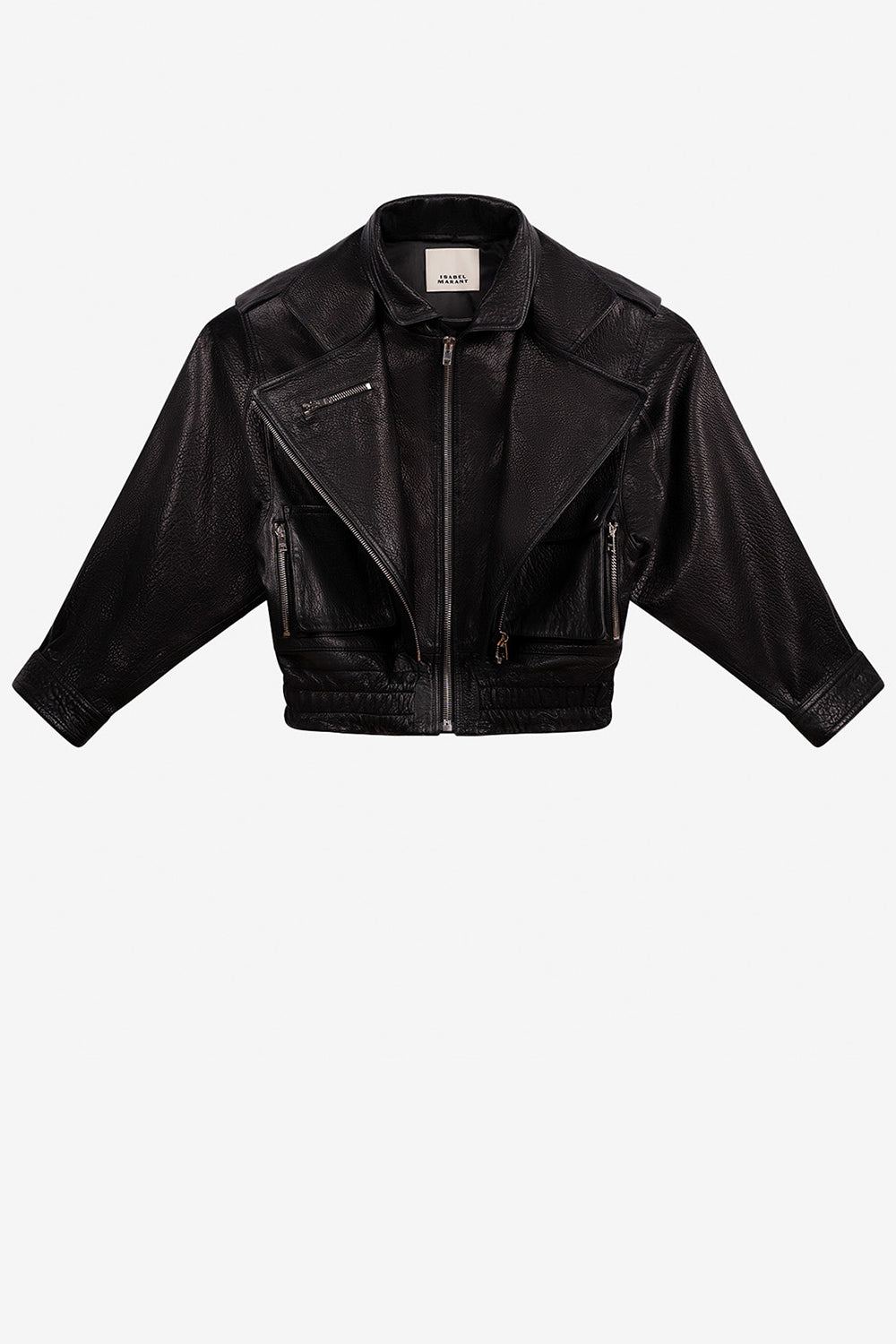 Chaqueta con bolsillos aneli de piel de cordero - Negro - Woman - 1