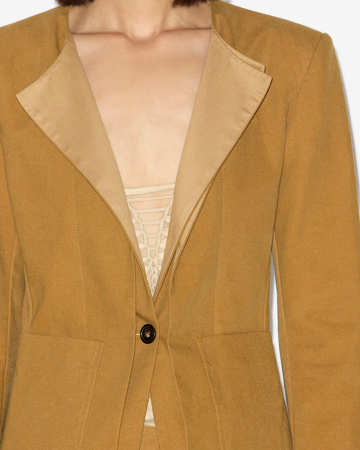 Francia collarless cotton jacket - Caramel - Woman - 2