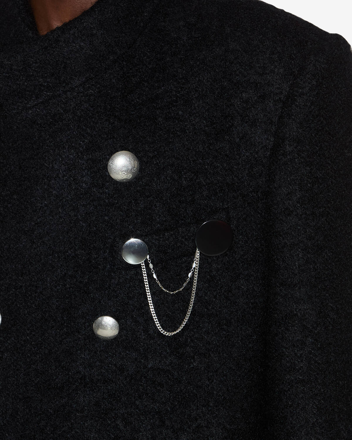 Petes double badge pin brooch - Black and silver - Man - 2