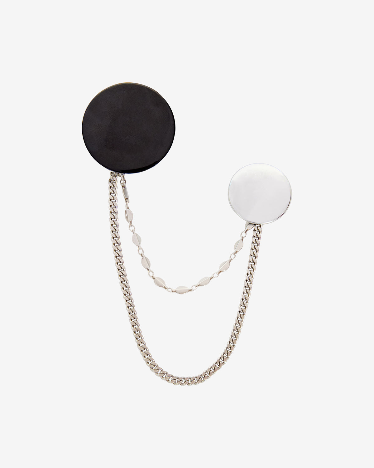 Petes double badge pin brooch - Black and silver - Man - 1