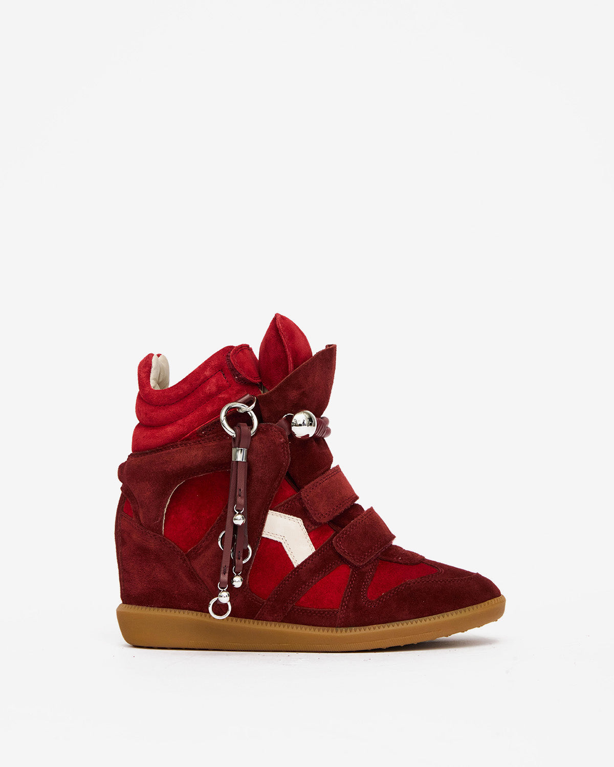 Bekett suede leather wedge sneakers - Scarlet red - chalk - Woman - 1