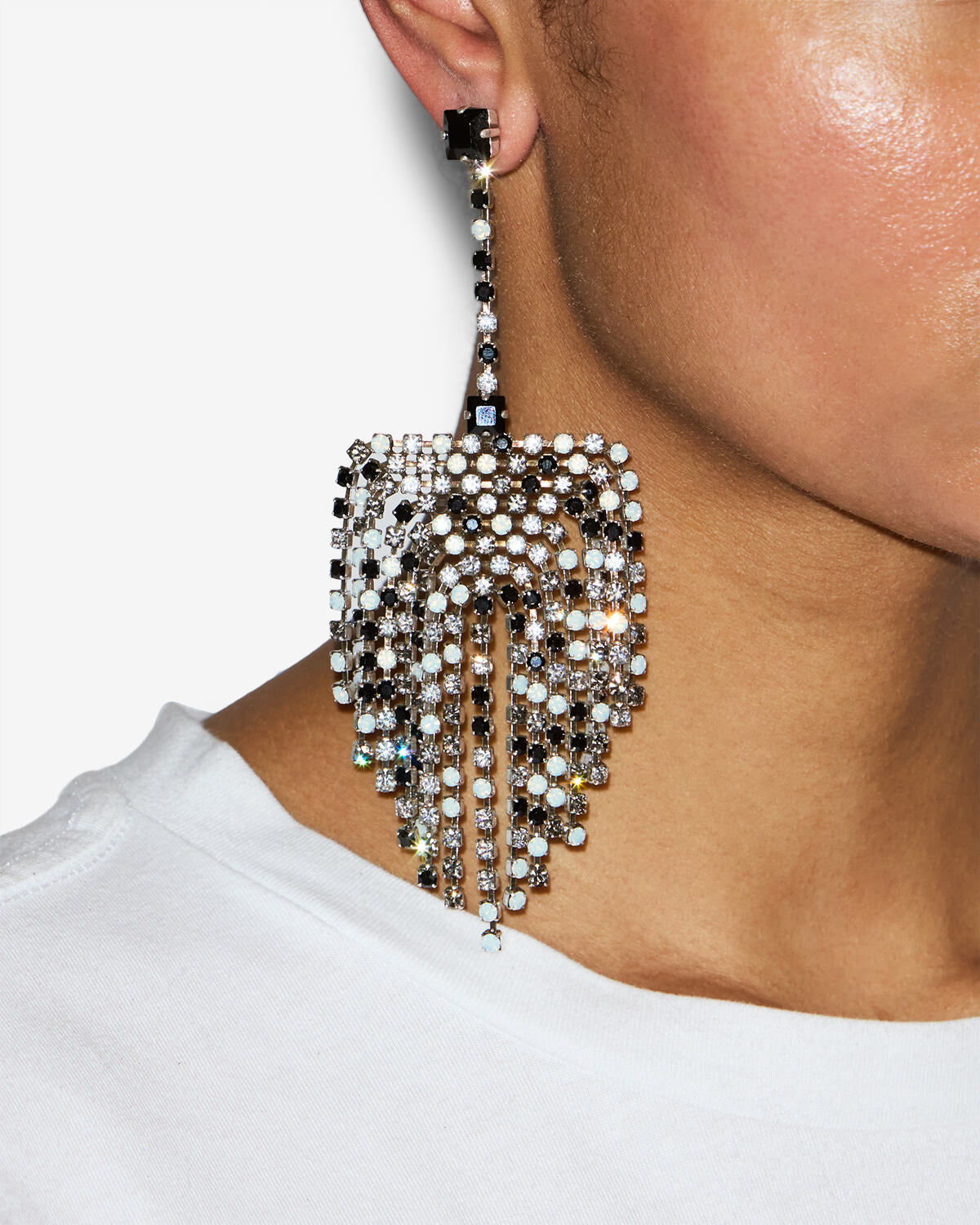Faye pendant earrings - Black and silver - Woman - 2