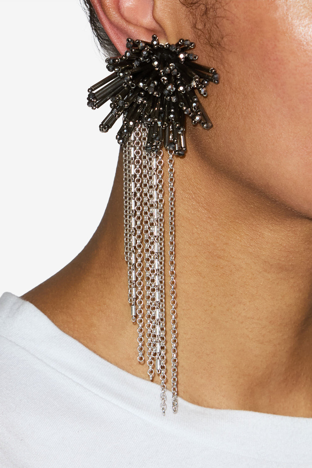 Amber ペンダントイヤリング - Anthracite-silver - Woman - 2