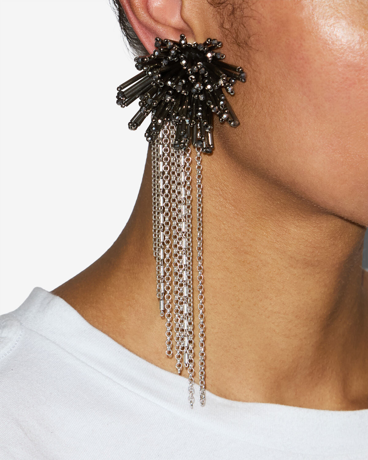 Amber pendant earring - Anthracite-silver - Woman - 2