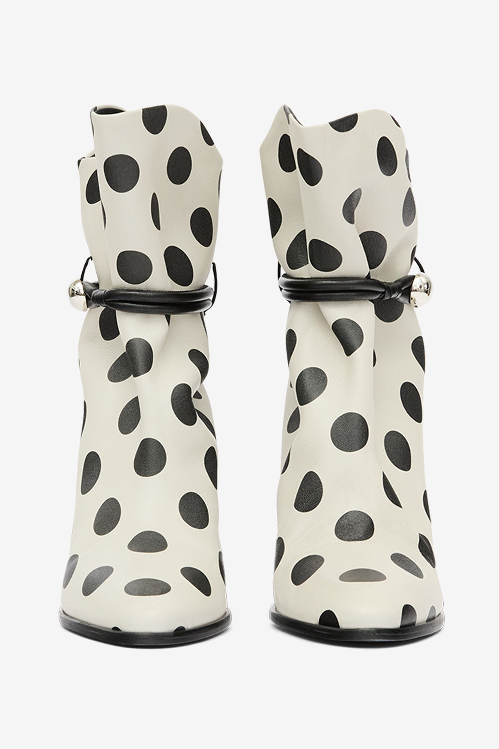 Lolya polka dot leather ankle boots - Beige and black - Woman - 4