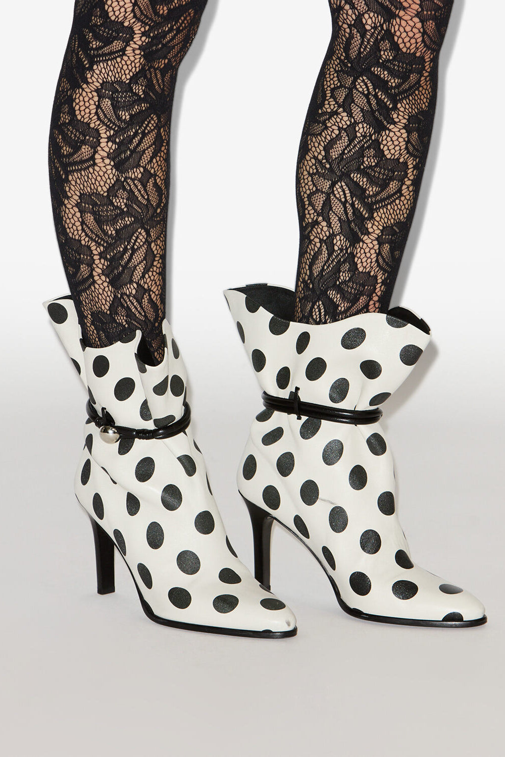 Lolya polka dot leather ankle boots - Beige and black - Woman - 5