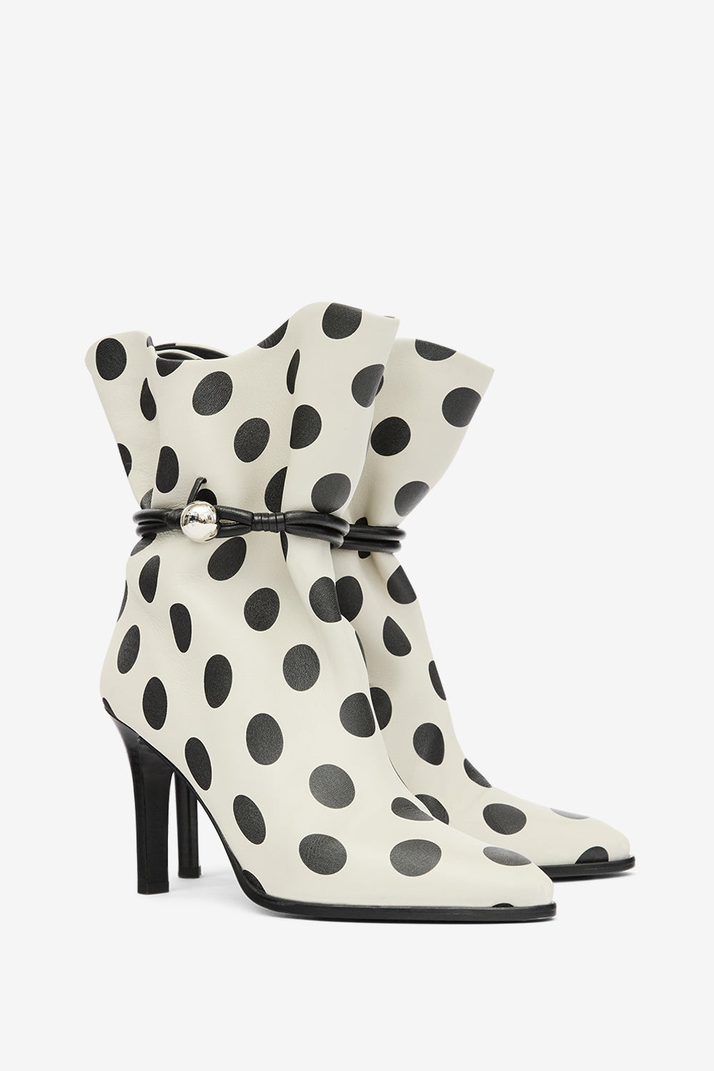 Lolya polka dot leather ankle boots - Beige and black - Woman - 3