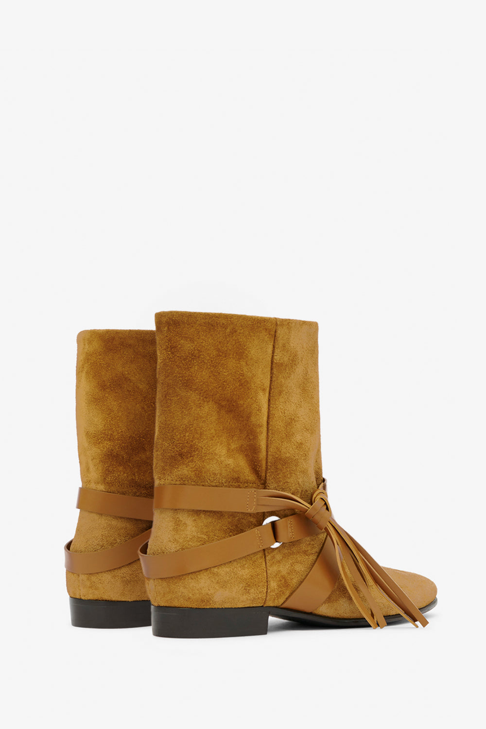 Flache boots rejen aus veloursleder - Cognac - Woman - 2