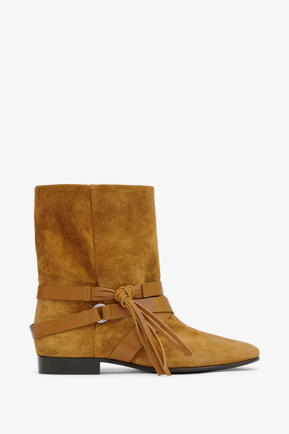 Flache boots rejen aus veloursleder - Cognac - Woman - 1