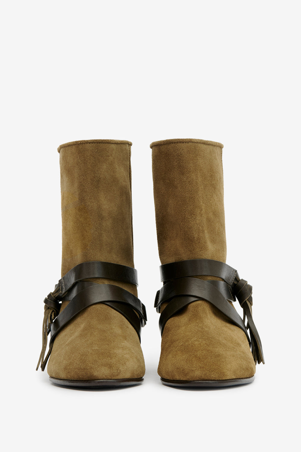 Rejen flat suede leather ankle boots - Dark olive - Woman - 4